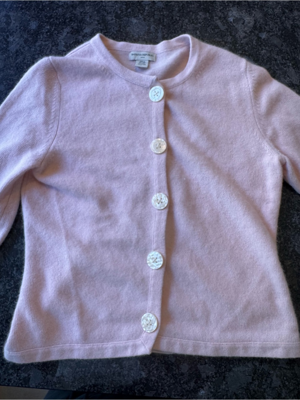 🍒 Banana Republic Angora Wool Light Pink Crewneck Button Cardigan size large